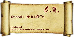 Orendi Miklós névjegykártya