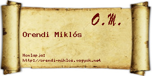 Orendi Miklós névjegykártya